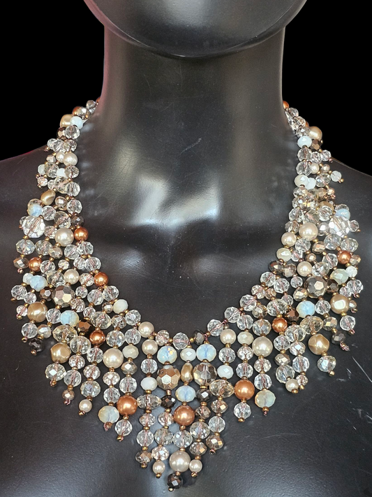Bronze Beaded Collar Necklace NWT - Chicos