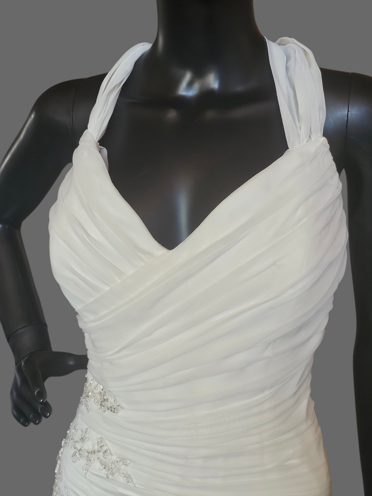 Chiffon Halter Asymmetrical Fit/Flare - Private Label