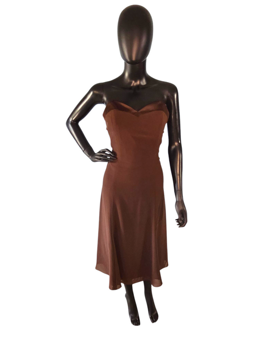Chocolate Chiffon Sweetheart Cocktail Dress - Dessy