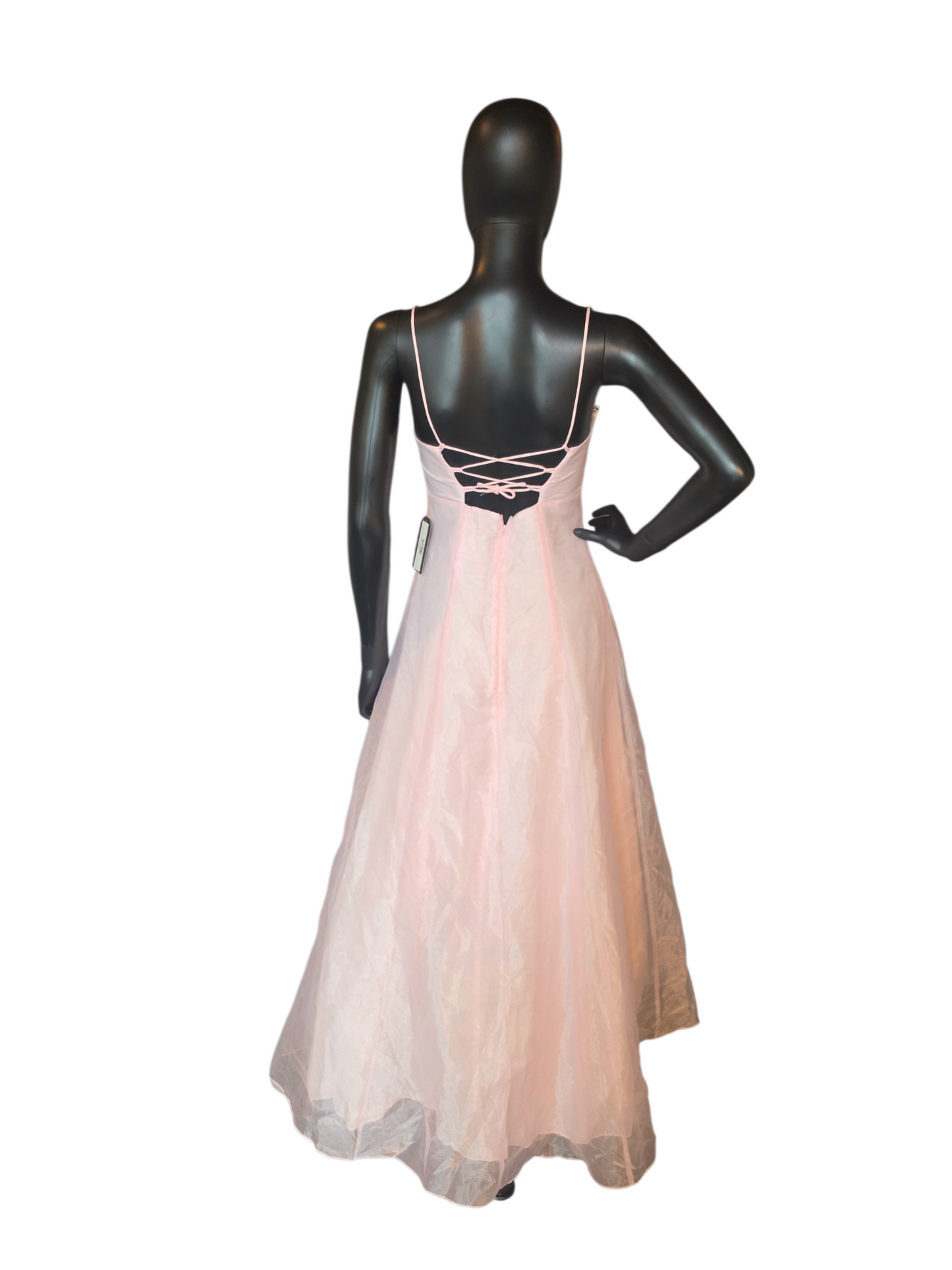 Vintage Y2K Baby Pink A-Line Organza Overlay Rose Details Formal Dress - Zum Zum