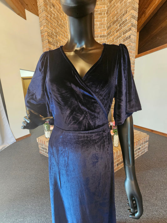 Navy Velvet Baltic Born Wrap Dress