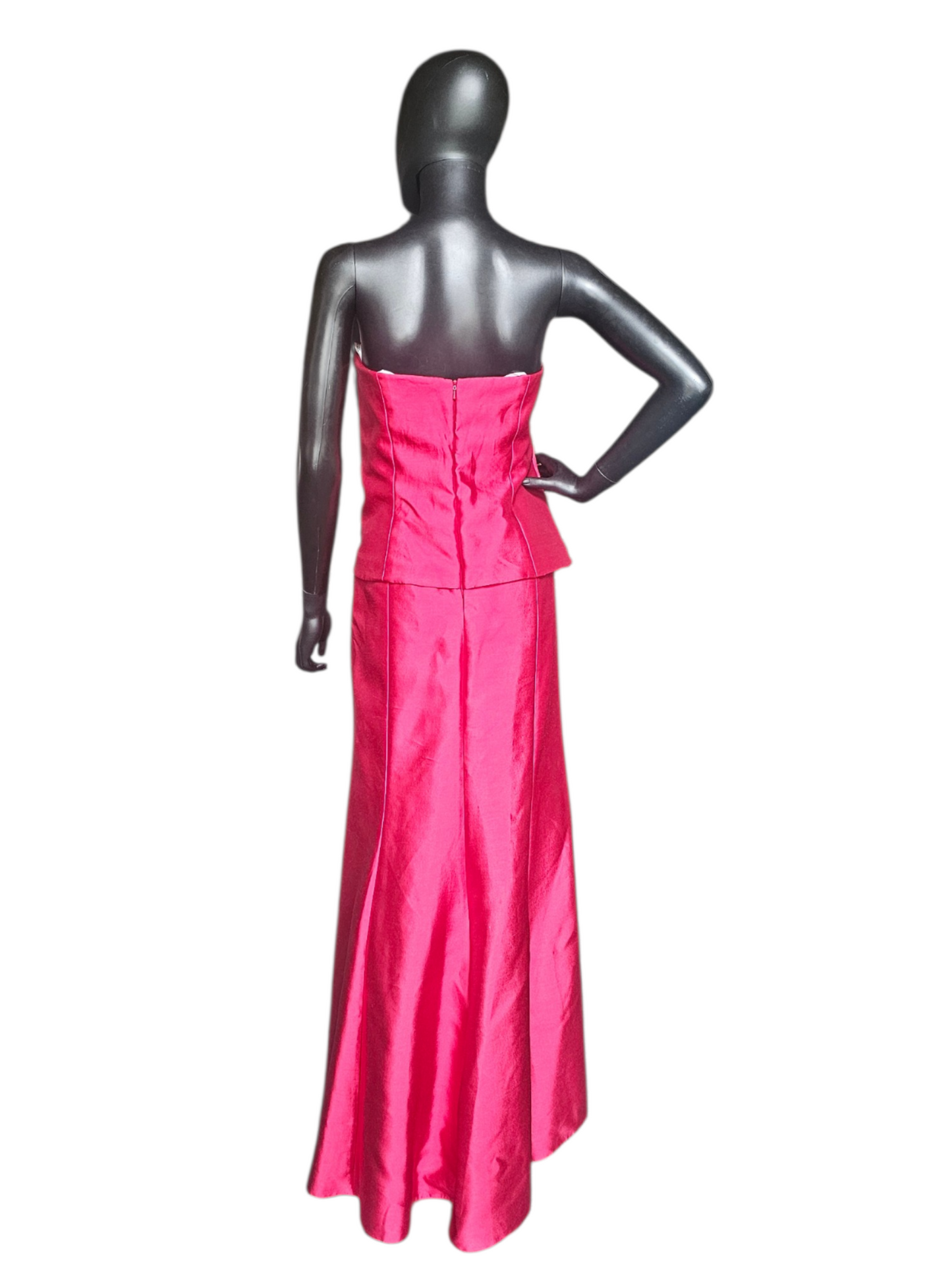 Red Mikado Fit/Flare Mothers Dress W/Cropped Jacket Applica Asymmetrical Sweetheart Strapless Formal Dress - Montage