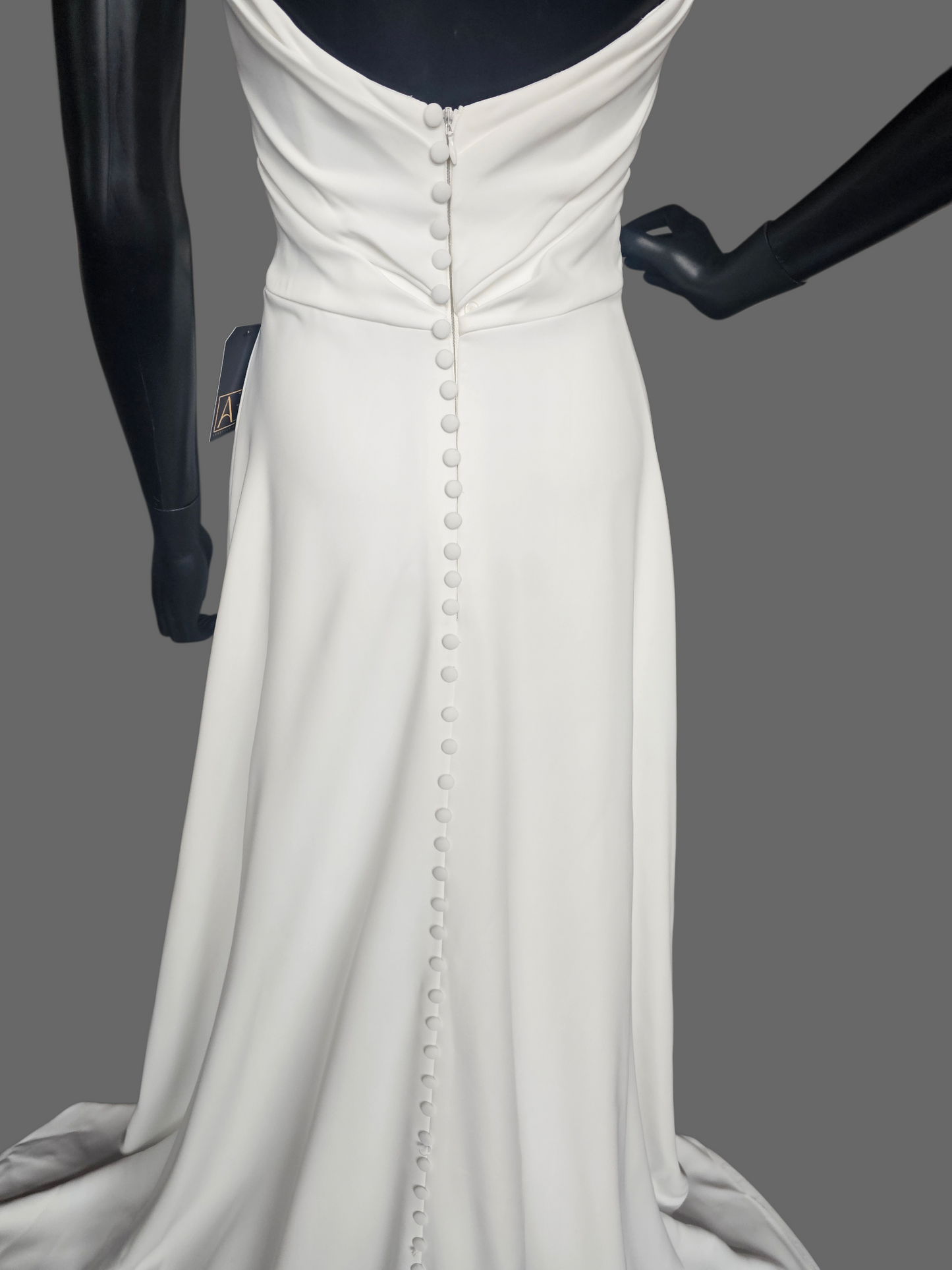 Minimalist Ivory Crepe Wide Strap A-Line Open Back Wedding Gown - Beloved