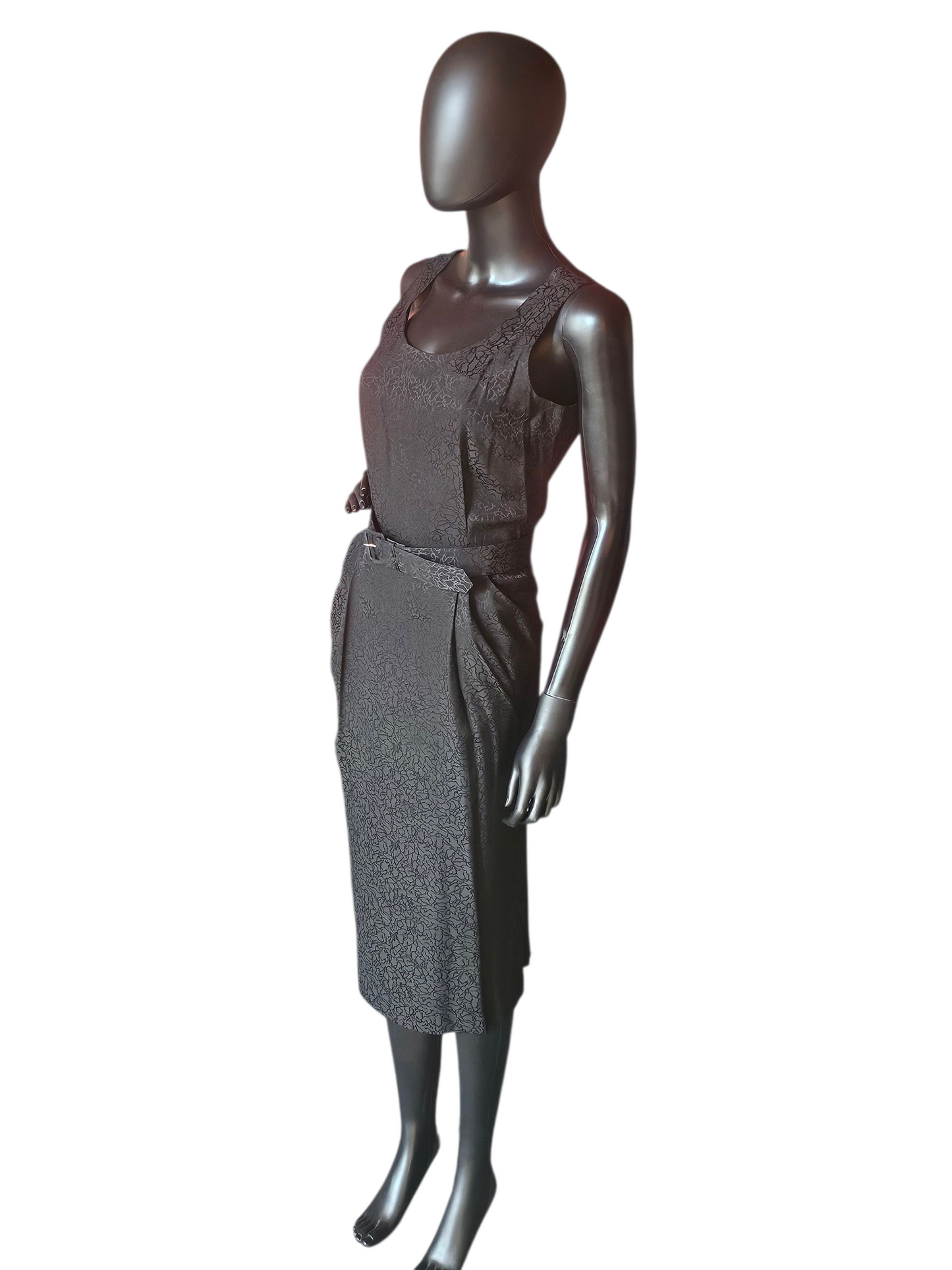 Vintage Black Silk Belted Dress W/Jacket - Liz Claiborne