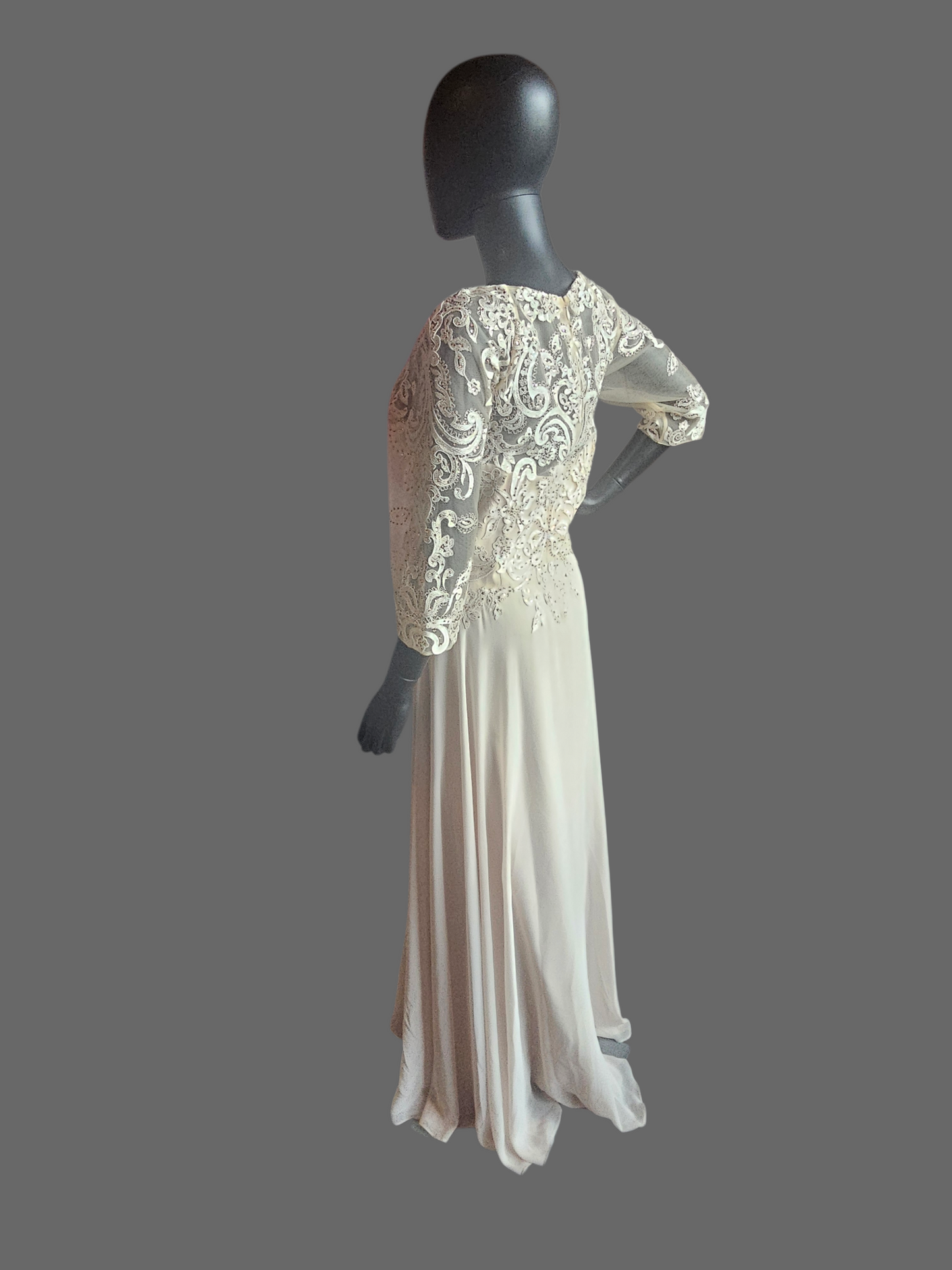 Champ/Gold 3/4 Sleeve Formal Dress - MGNY