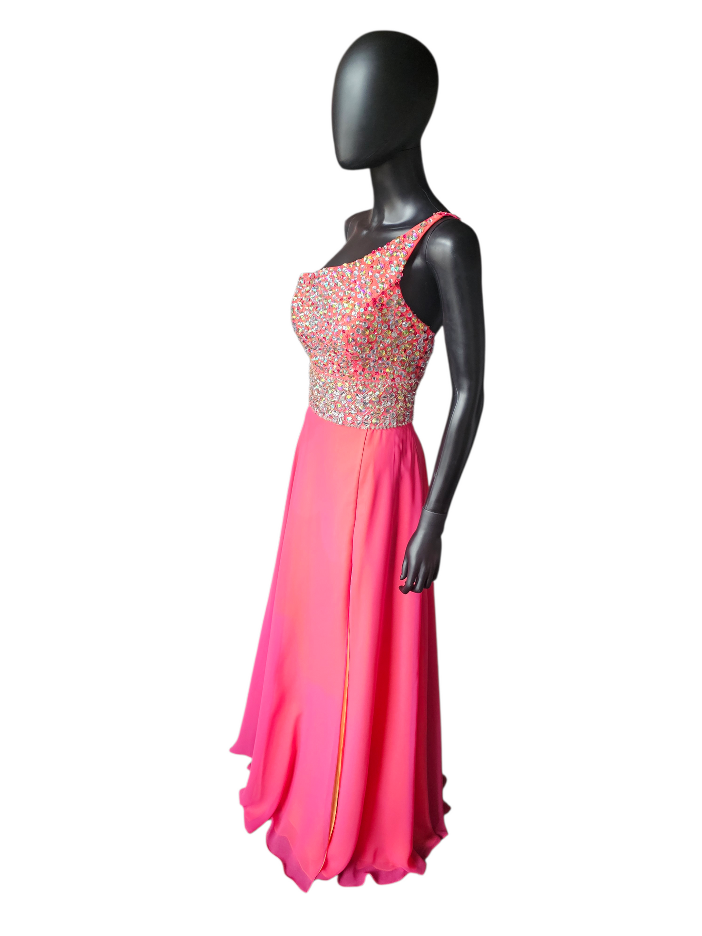Pink/Orange Crystal One Shoulder Prom/Pagent Dress