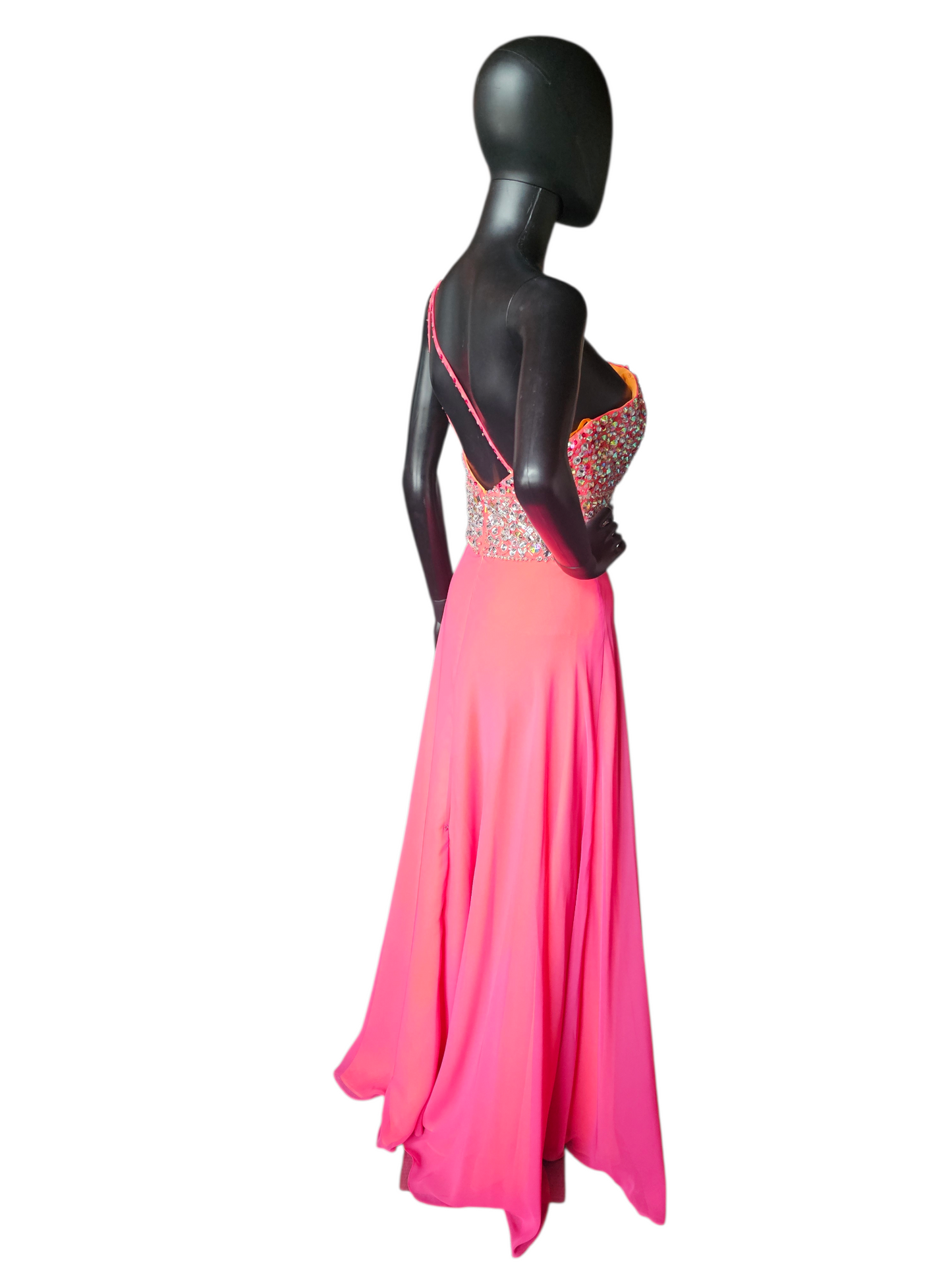Pink/Orange Crystal One Shoulder Prom/Pagent Dress