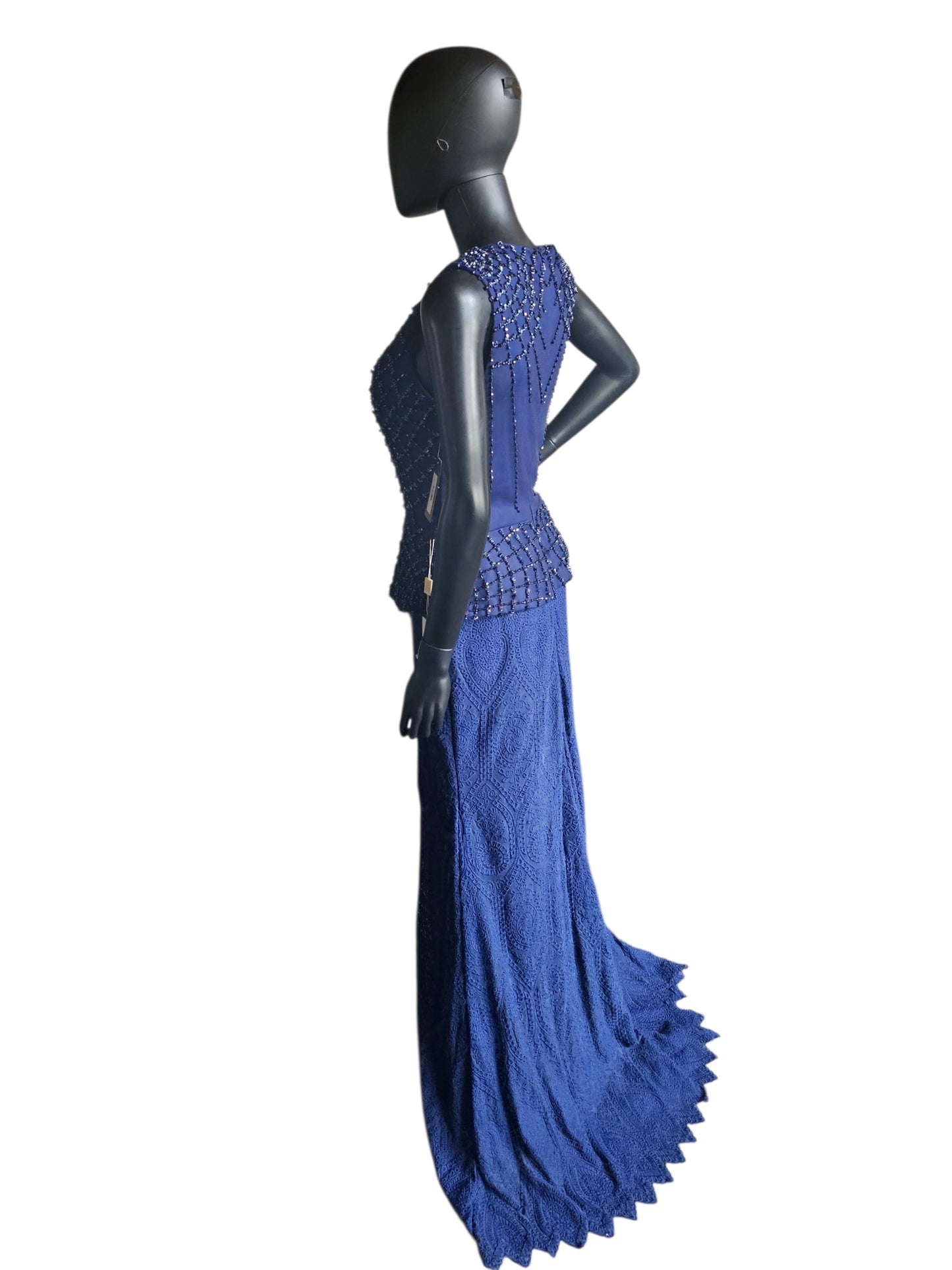 Navy Blue Beaded/Lace - Lara