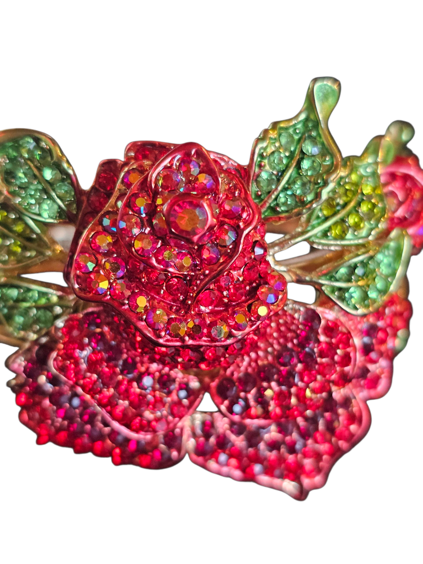 Gold Crystal Rose Cuff Bracelet