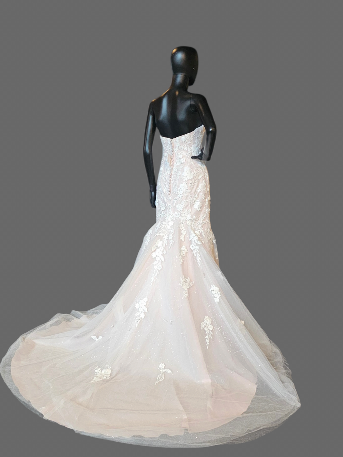 Blush/Ivory Lace Belted Fit - Oleg Cassini