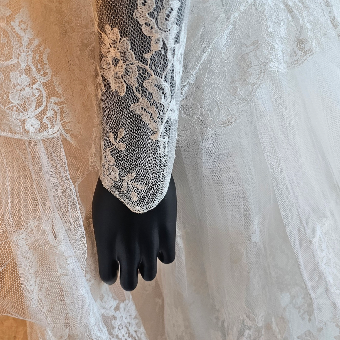 Vintage Lace/Tulle Illusion Wedding Gown