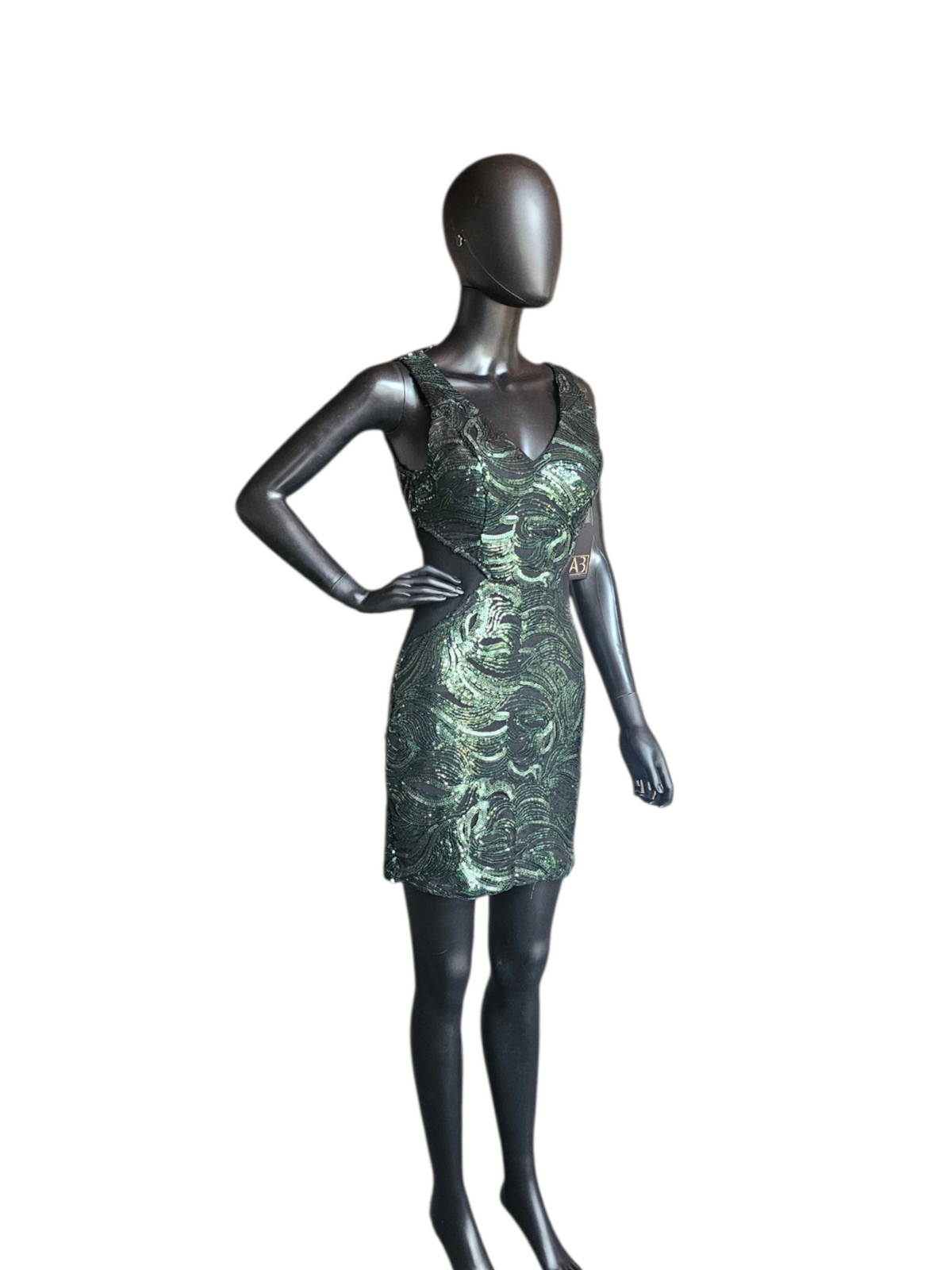 Forest Green Sequin Bodycon Cutout Homecoming Dress- Charlotte Russe