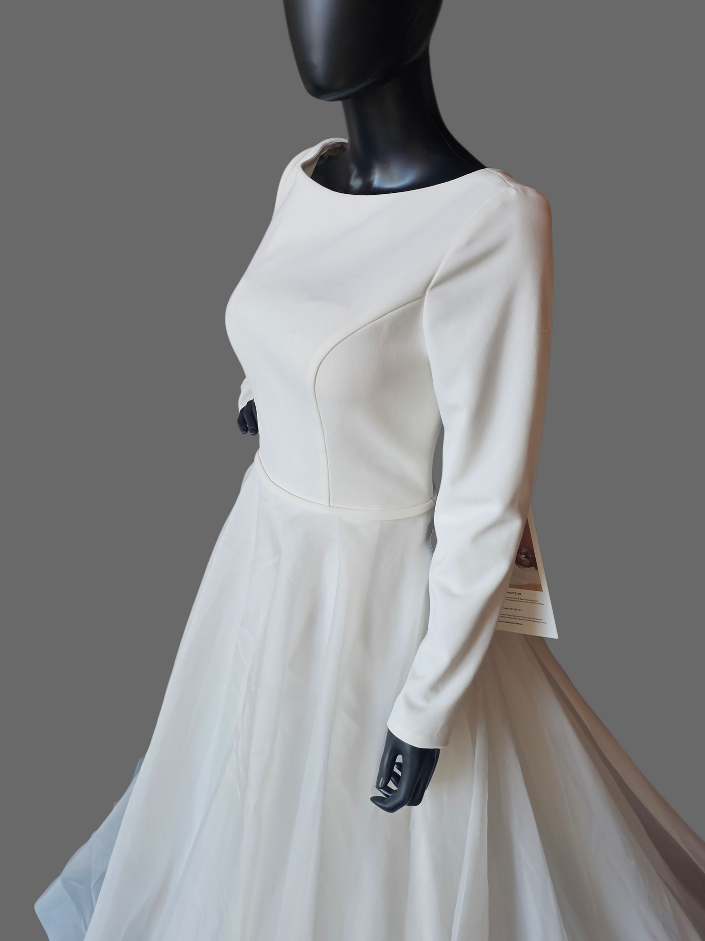 Ivory Crepe/Organza Modest Long Sleeve A-line Wedding Gown - The Other White Dress/Mori Lee