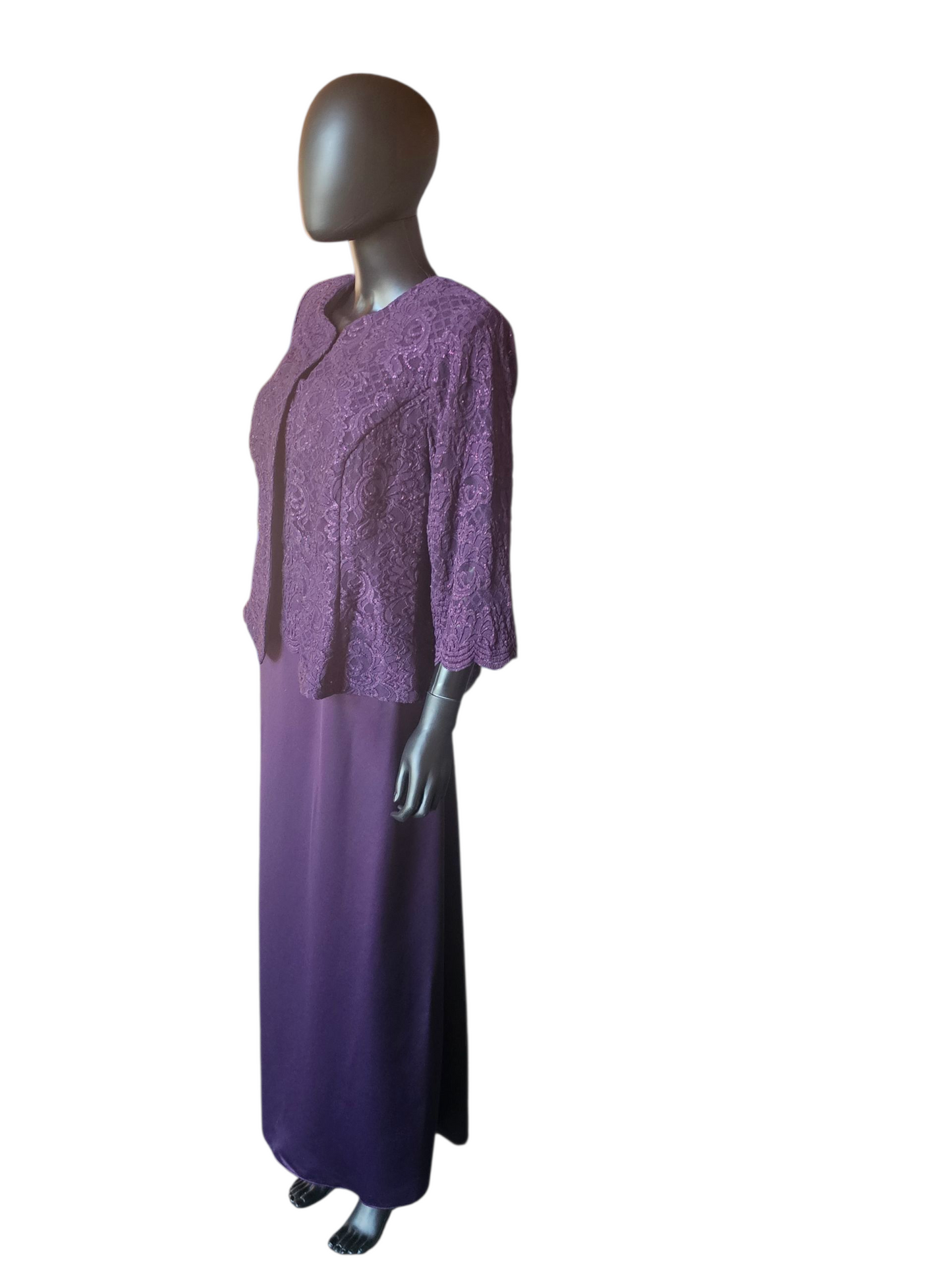 Plum Shimmer Dress 3/4 Jacket - Alex Evenings