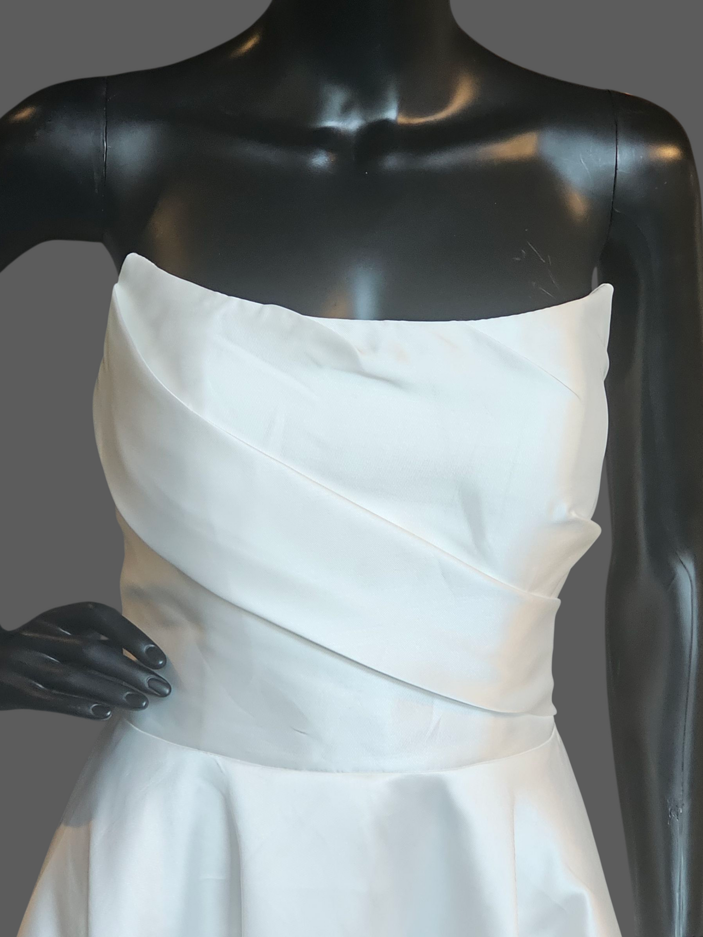 White Mikado A-Line W/Bow Wedding Gown - Moonlight