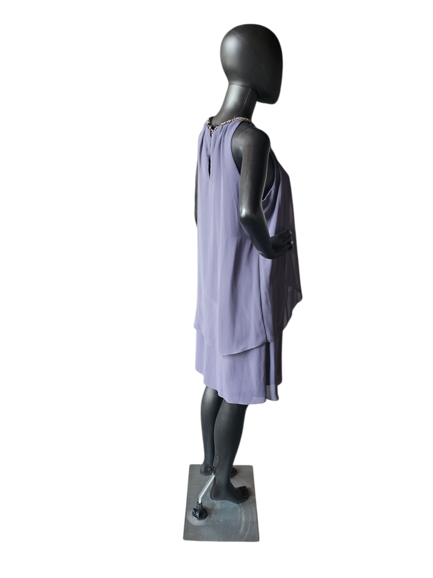 Grey Chiffon Halter Flutter Cocktail Dress - SLNY