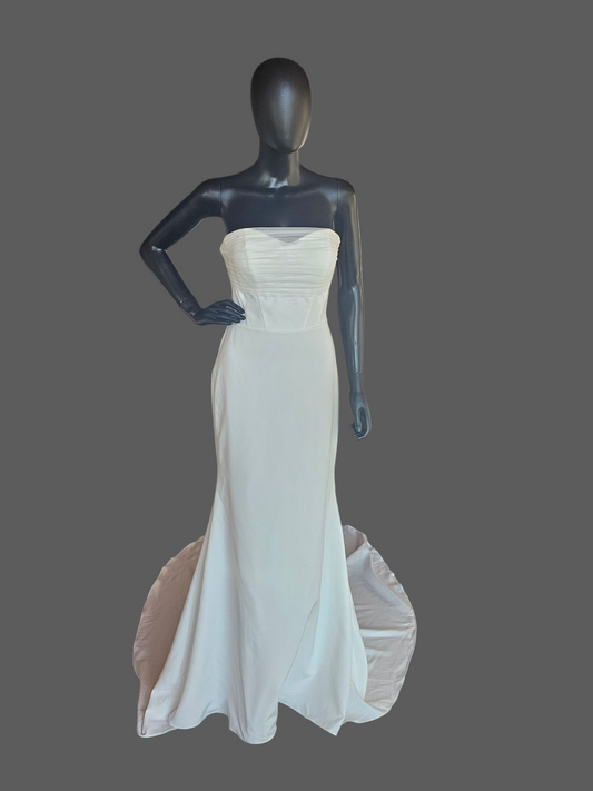 NWT Ivory Stretch Crepe Sheath Wedding Gown  - Wilderly Bride