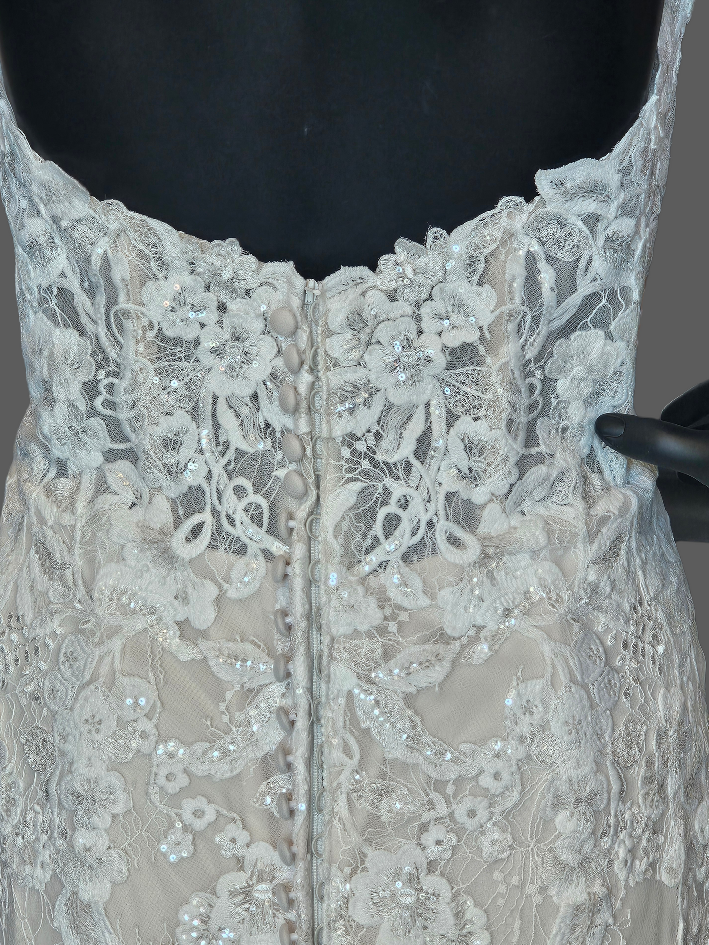 Ivory/Honey Beaded Fitted Lace Sweetheart Strapless Wedding Dress - Mori Lee