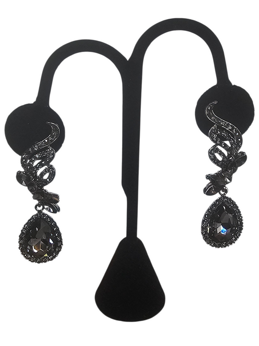 Black Metallic Teardrop Earring